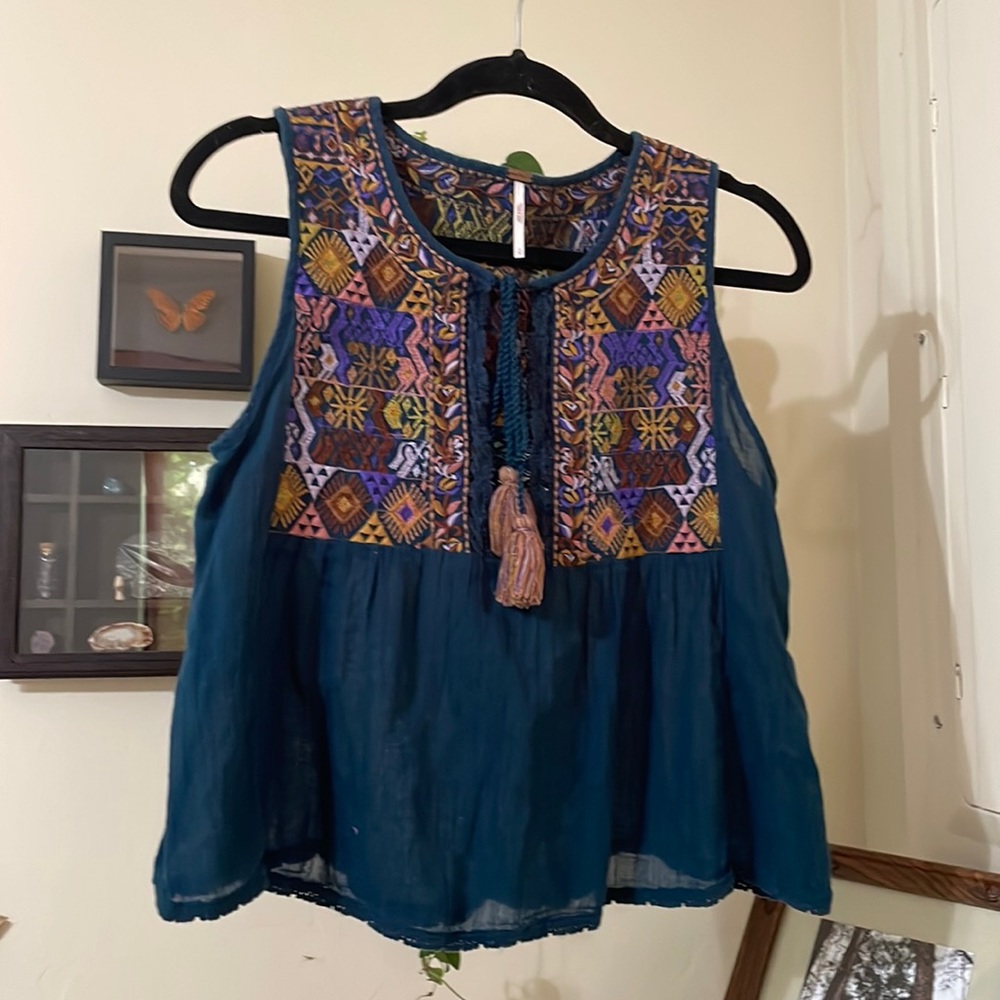 S Free People Embroidered Tank